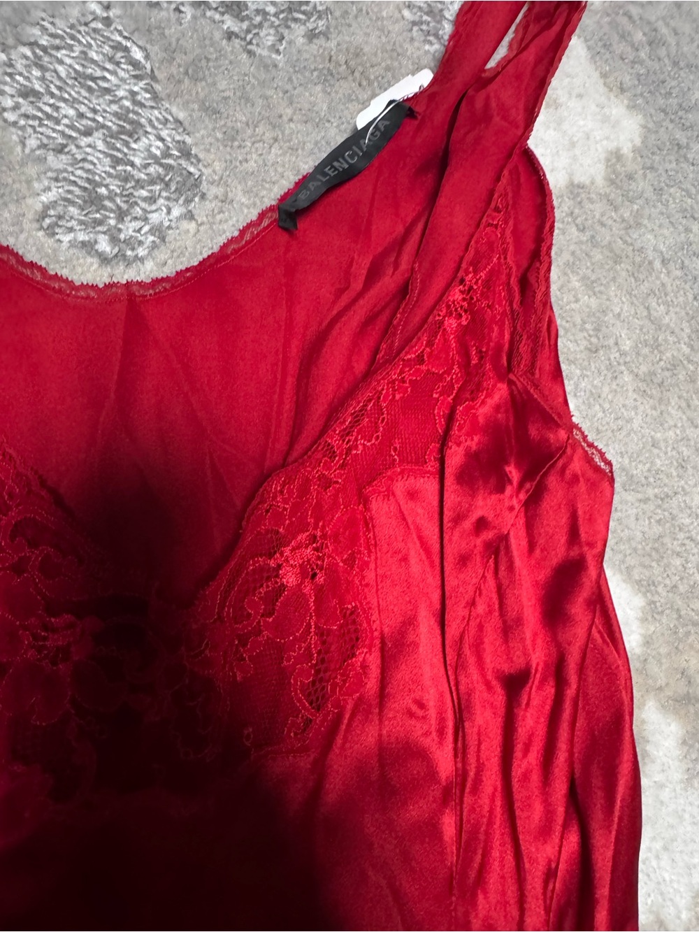 Balenciaga Burgundy Long Sleeve Dress with Slip Layer - Picture 3 of 8